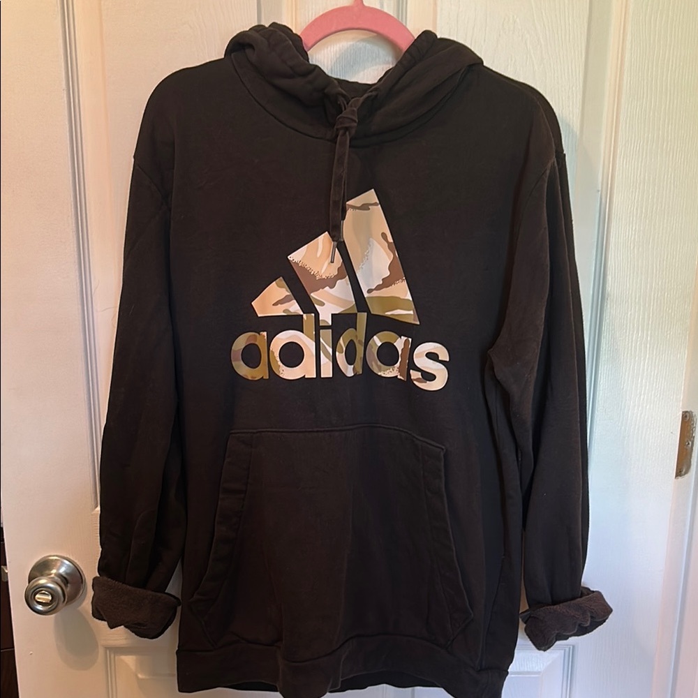 Adidas Black Hoodie with Camouflage Logo
